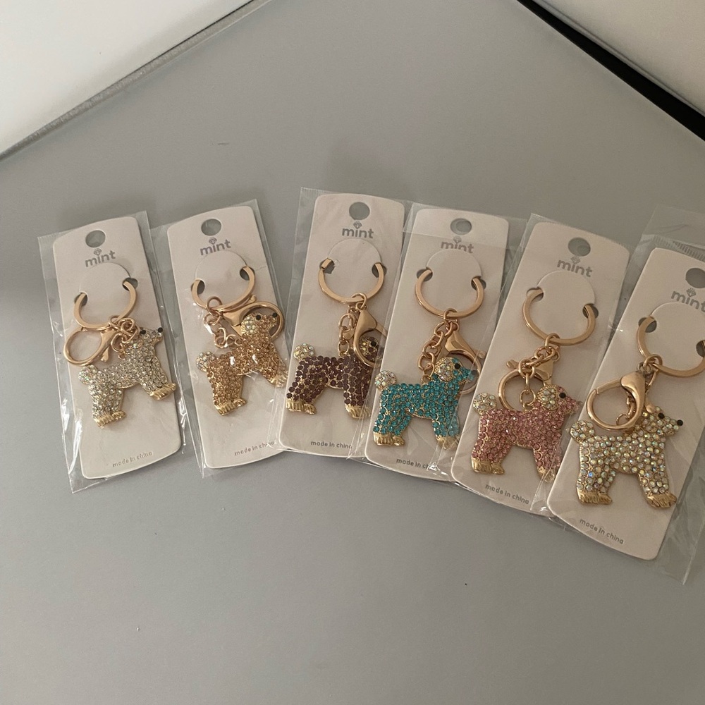Rhinestone Crystal Poodle Keychain/Purse Charm, Assorted Colors, NWT